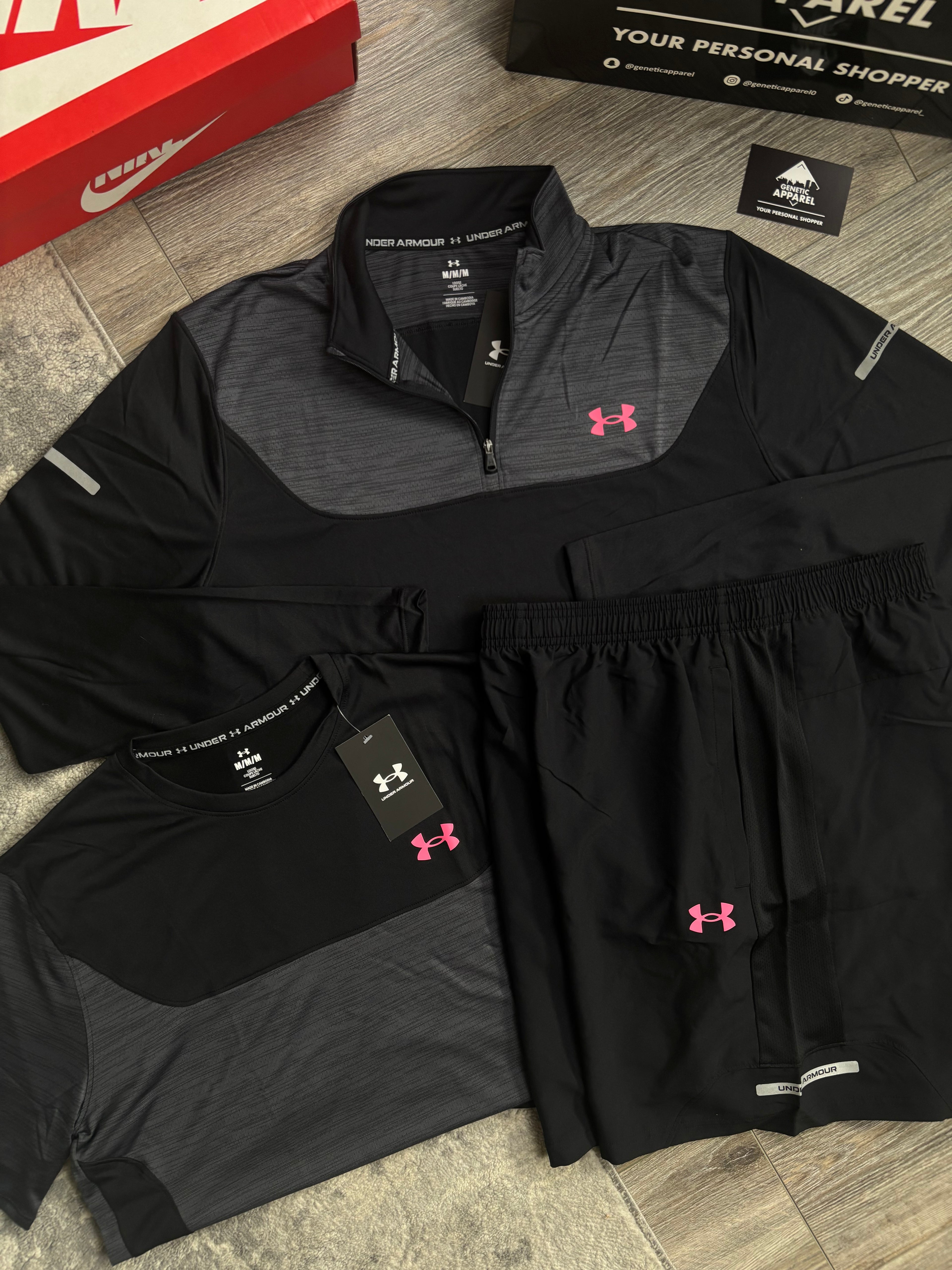 Under Armour Triset 1/4 Zip Set - ‘Black/Pink’