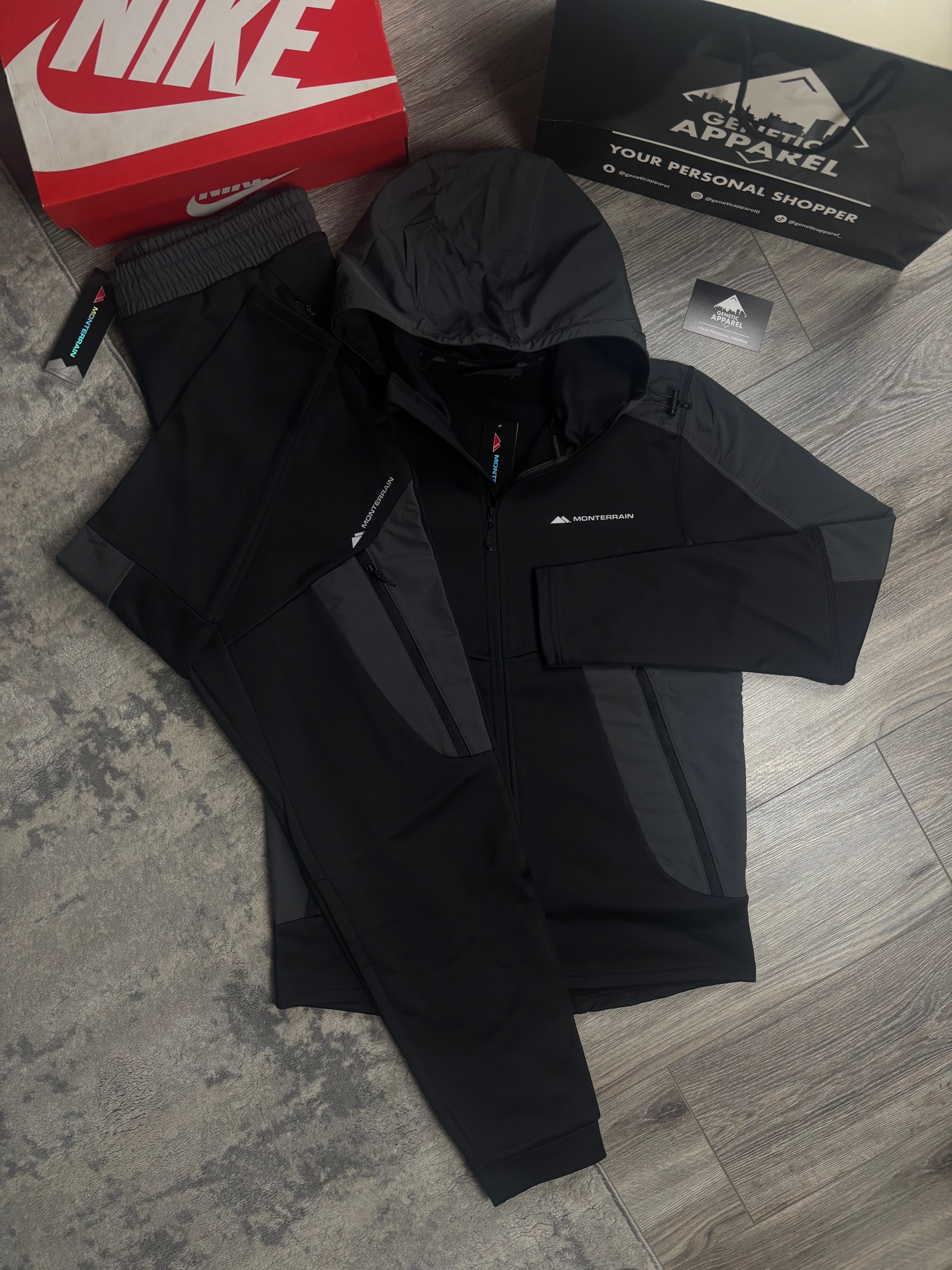 Monterrain Poly Tracksuit - ‘Black/Grey’