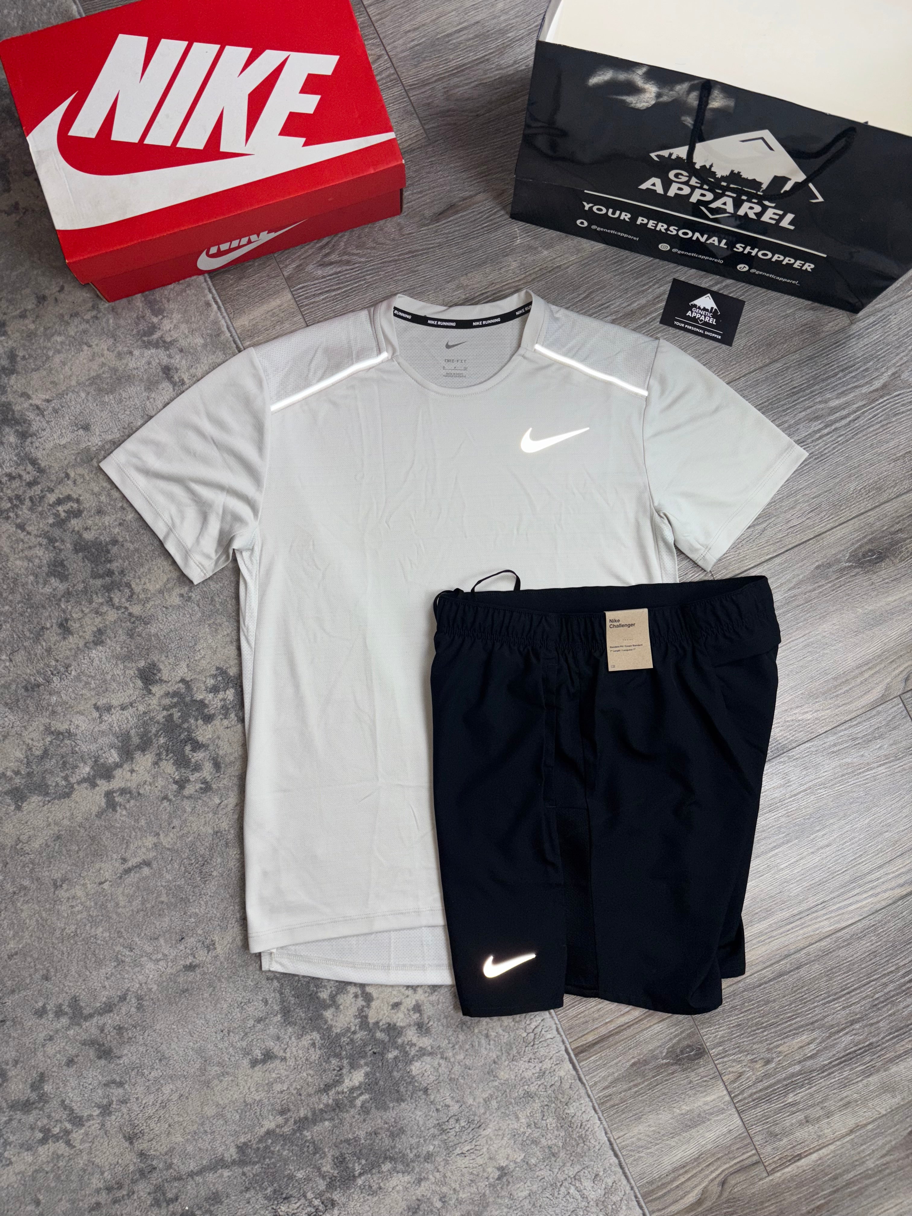 Nike Miler 1.0 T-Shirt / Short Set - ‘Cream/Black’