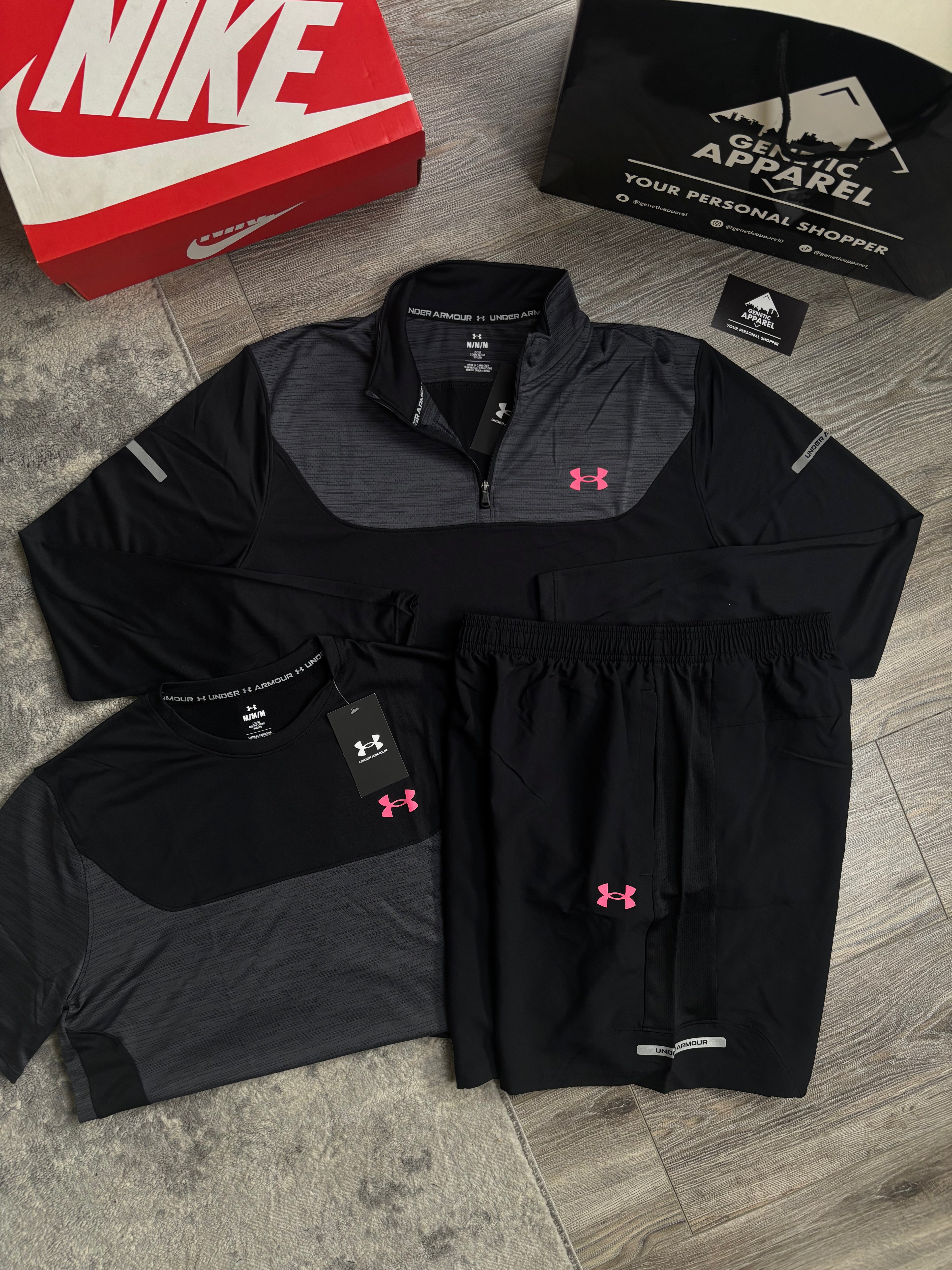 Under Armour Triset 1/4 Zip Set - ‘Black/Pink’