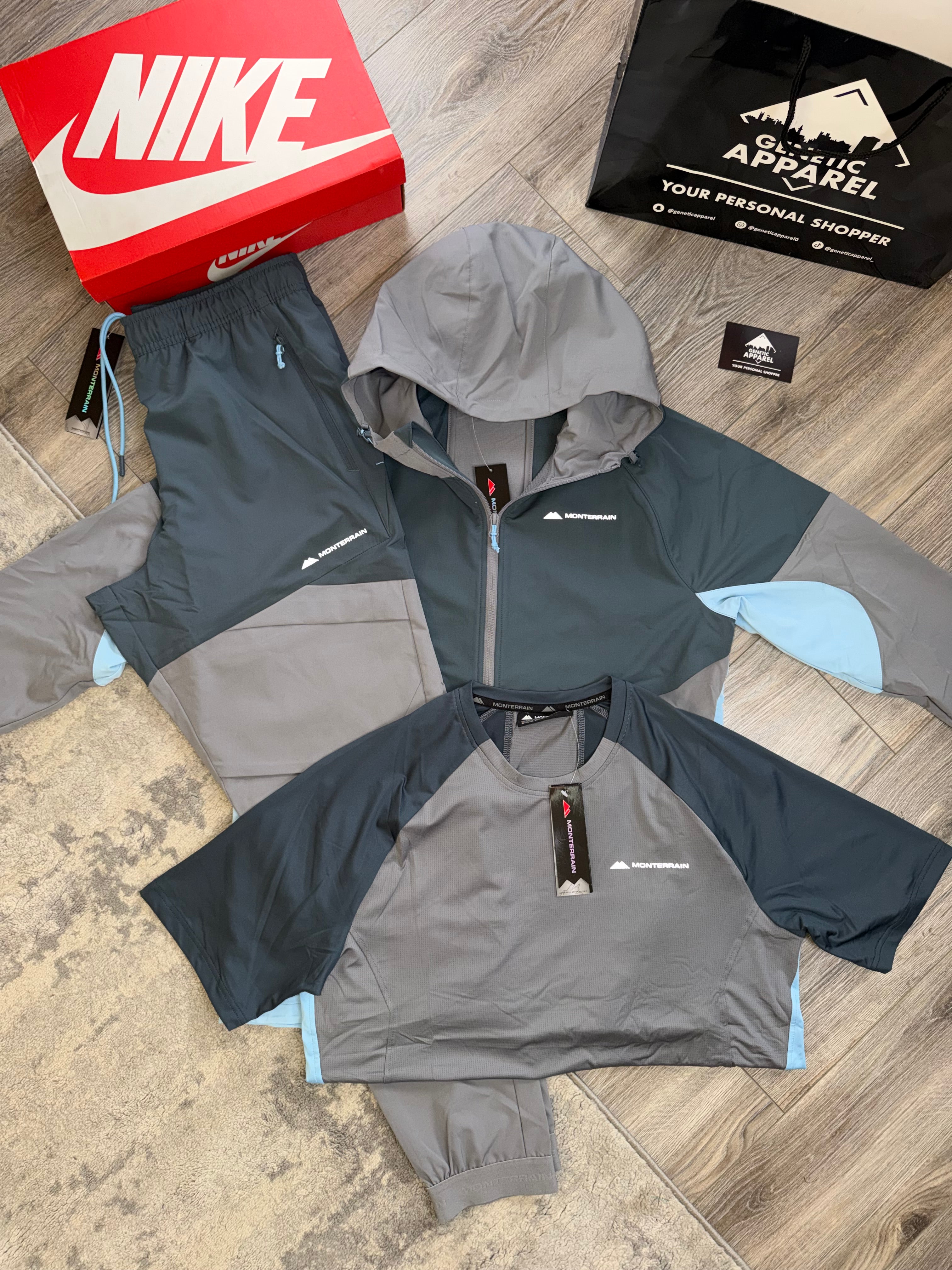 Monterrain Woven Triset Tracksuit - ‘Grey / Baby Blue’