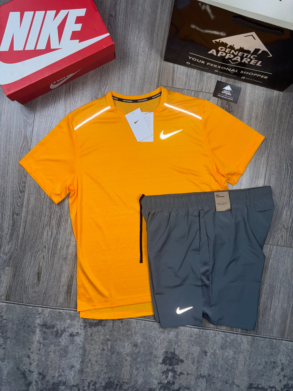Nike Miler 1.0 T-Shirt / Short Set - ‘Orange/Grey’
