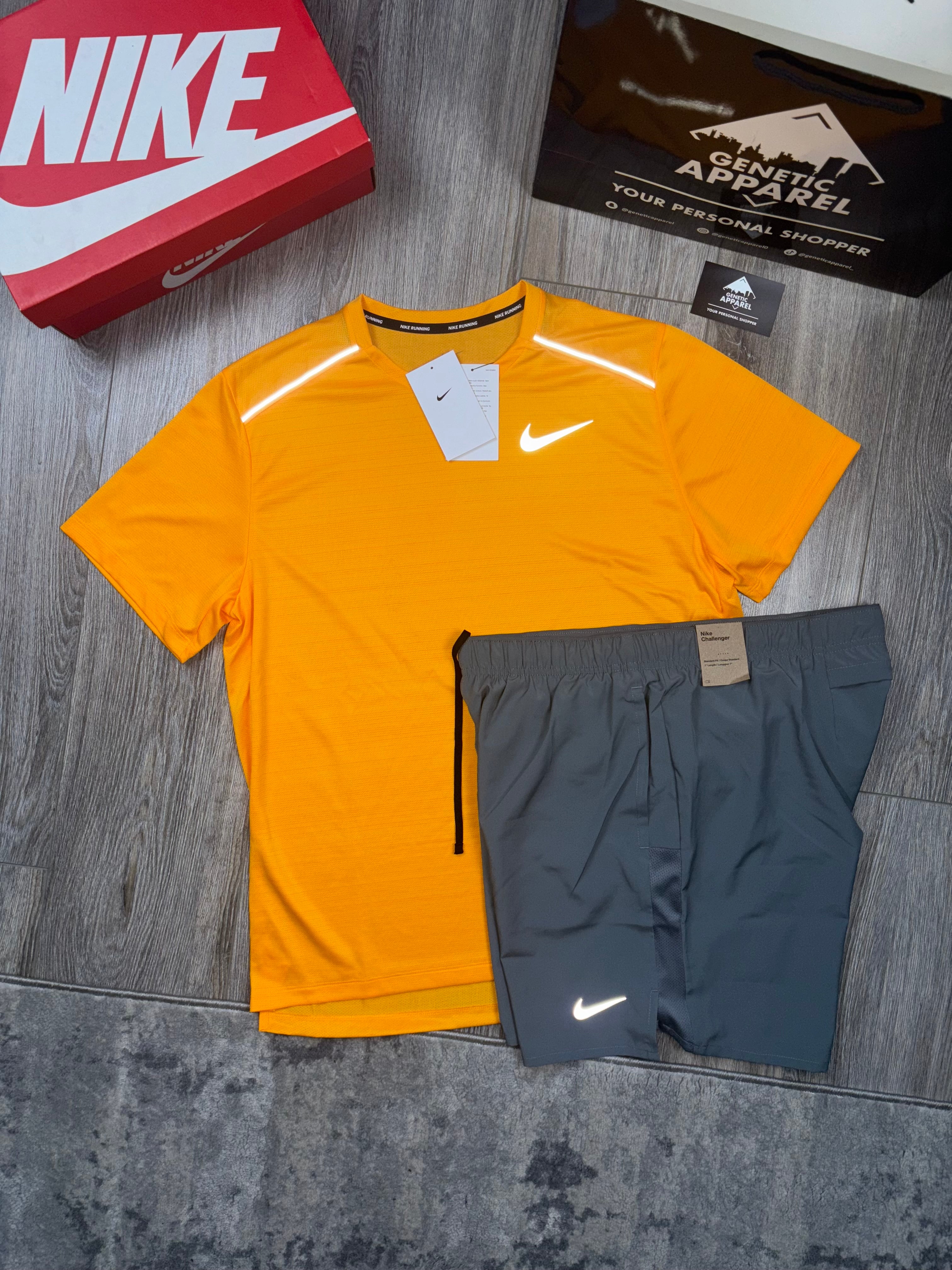 Nike Miler 1.0 T-Shirt / Short Set - ‘Orange/Grey’
