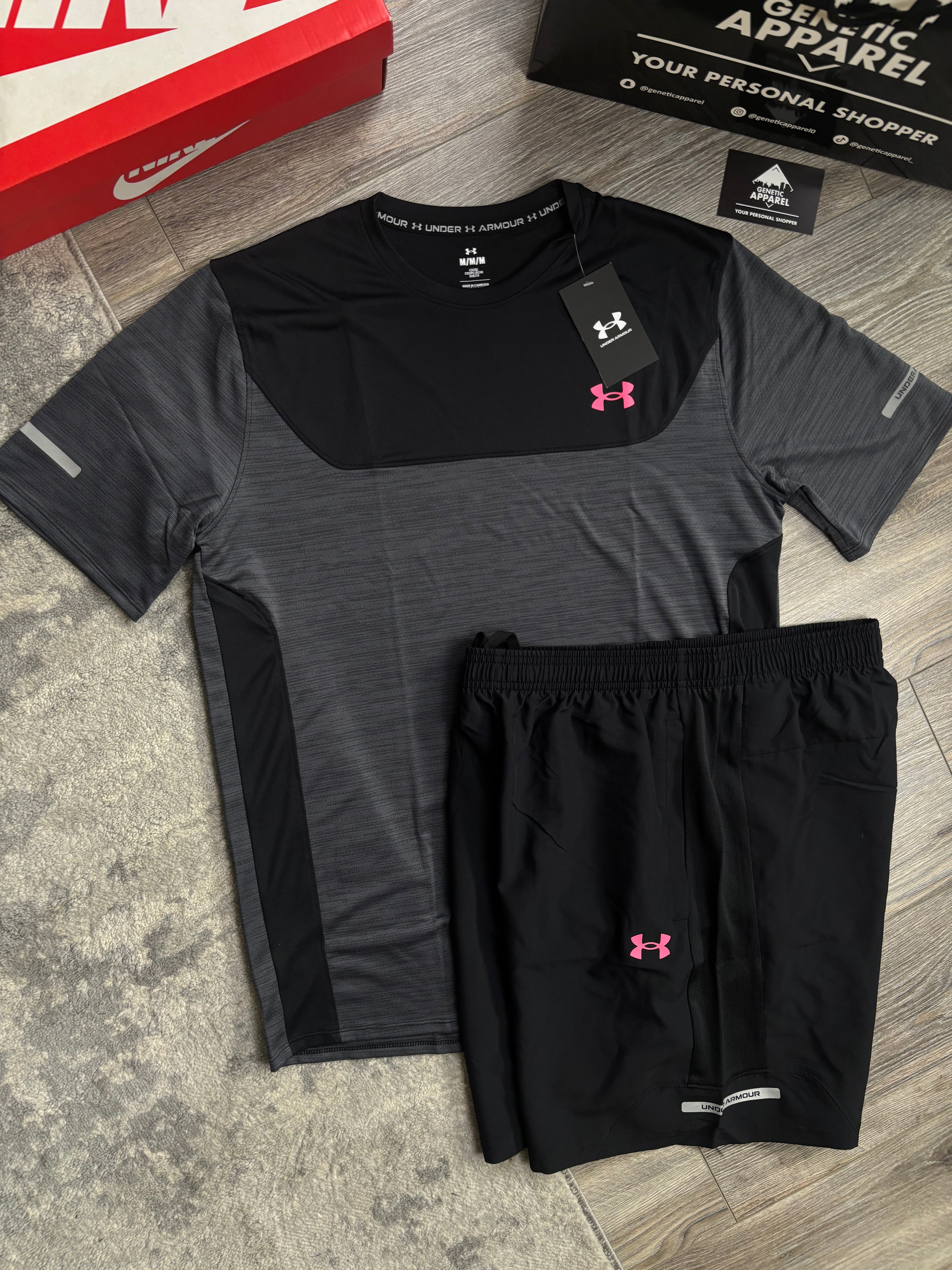 Under Armour Agility T-Shirt / Short Set - ‘Black/Pink’