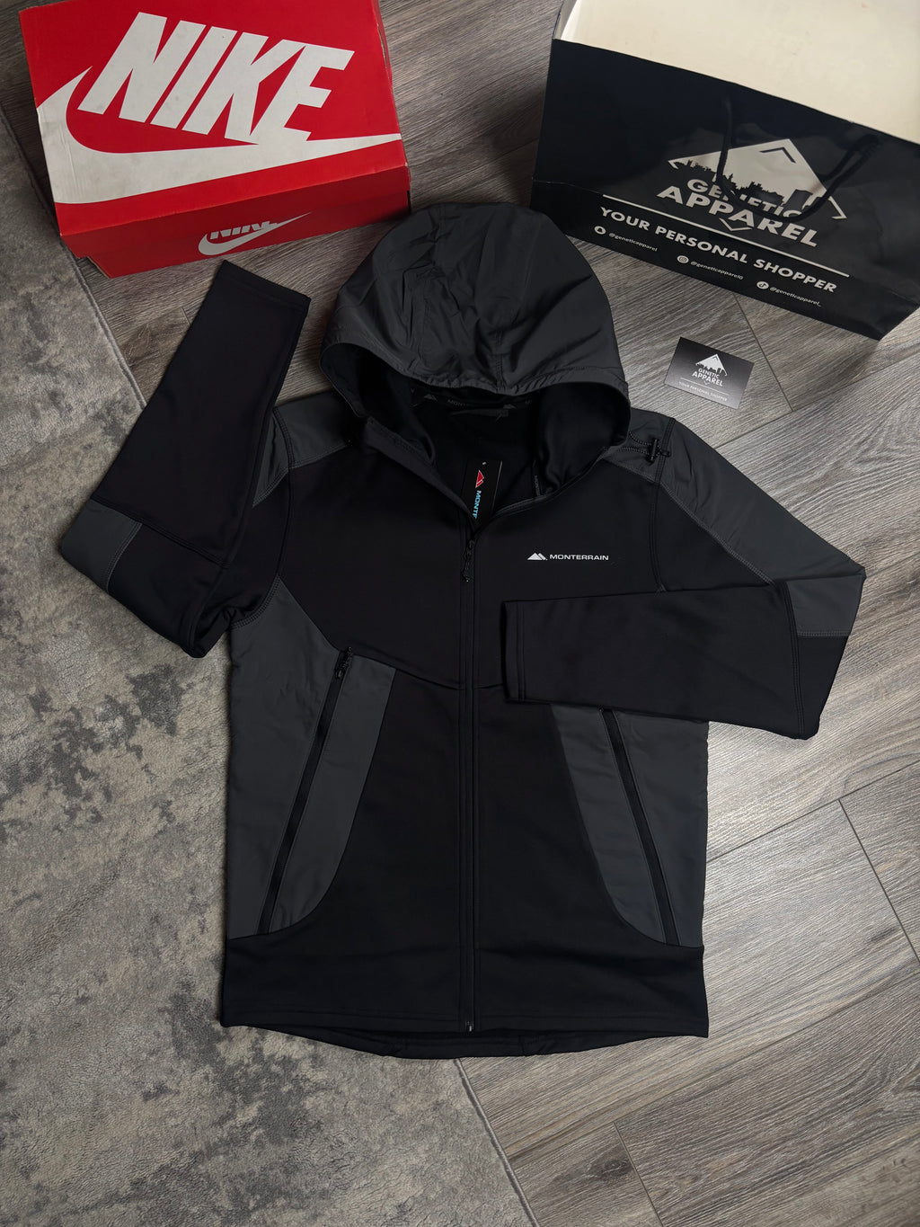 Monterrain Poly Tracksuit - ‘Black/Grey’