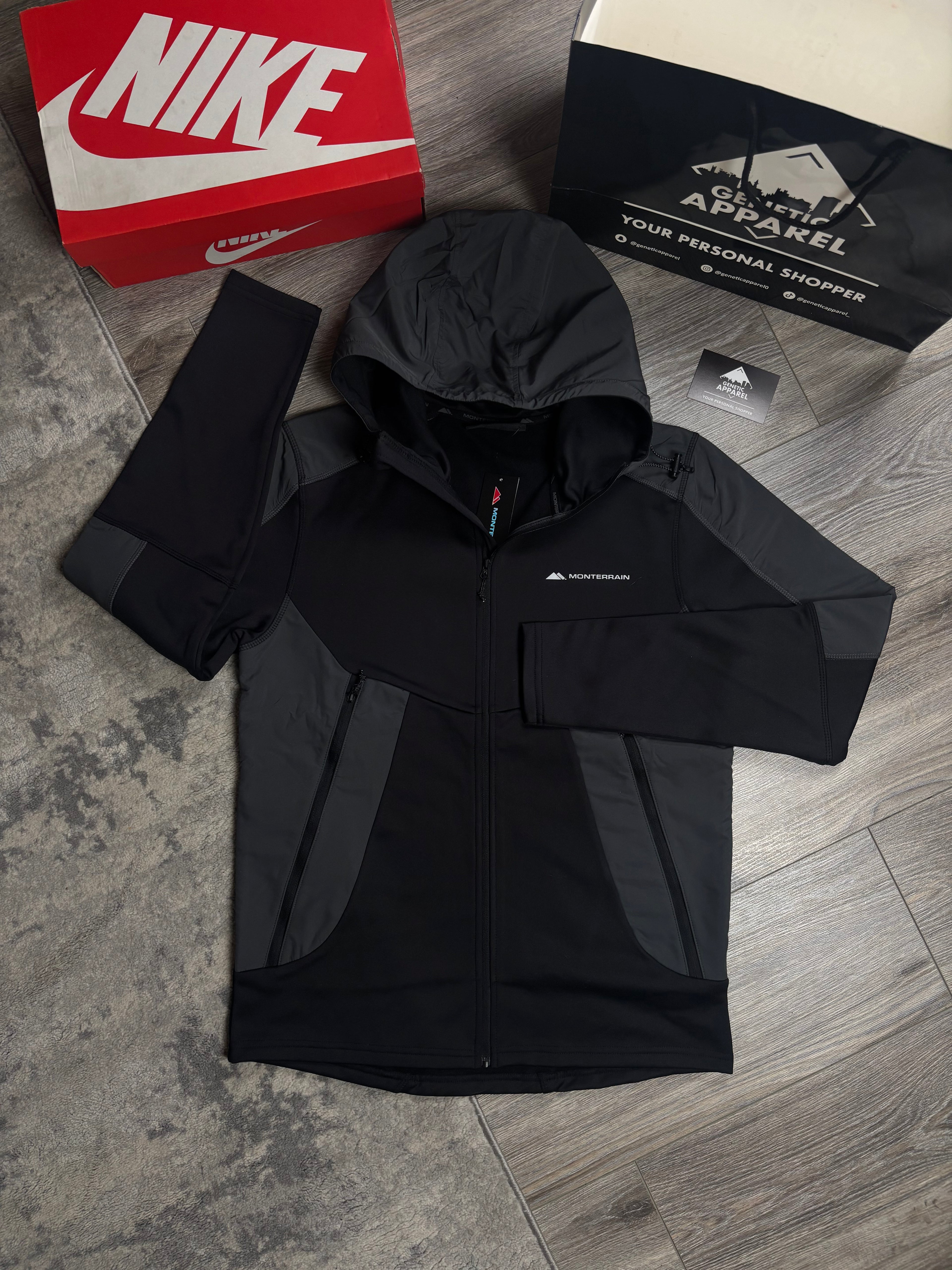 Monterrain Poly Tracksuit - ‘Black/Grey’