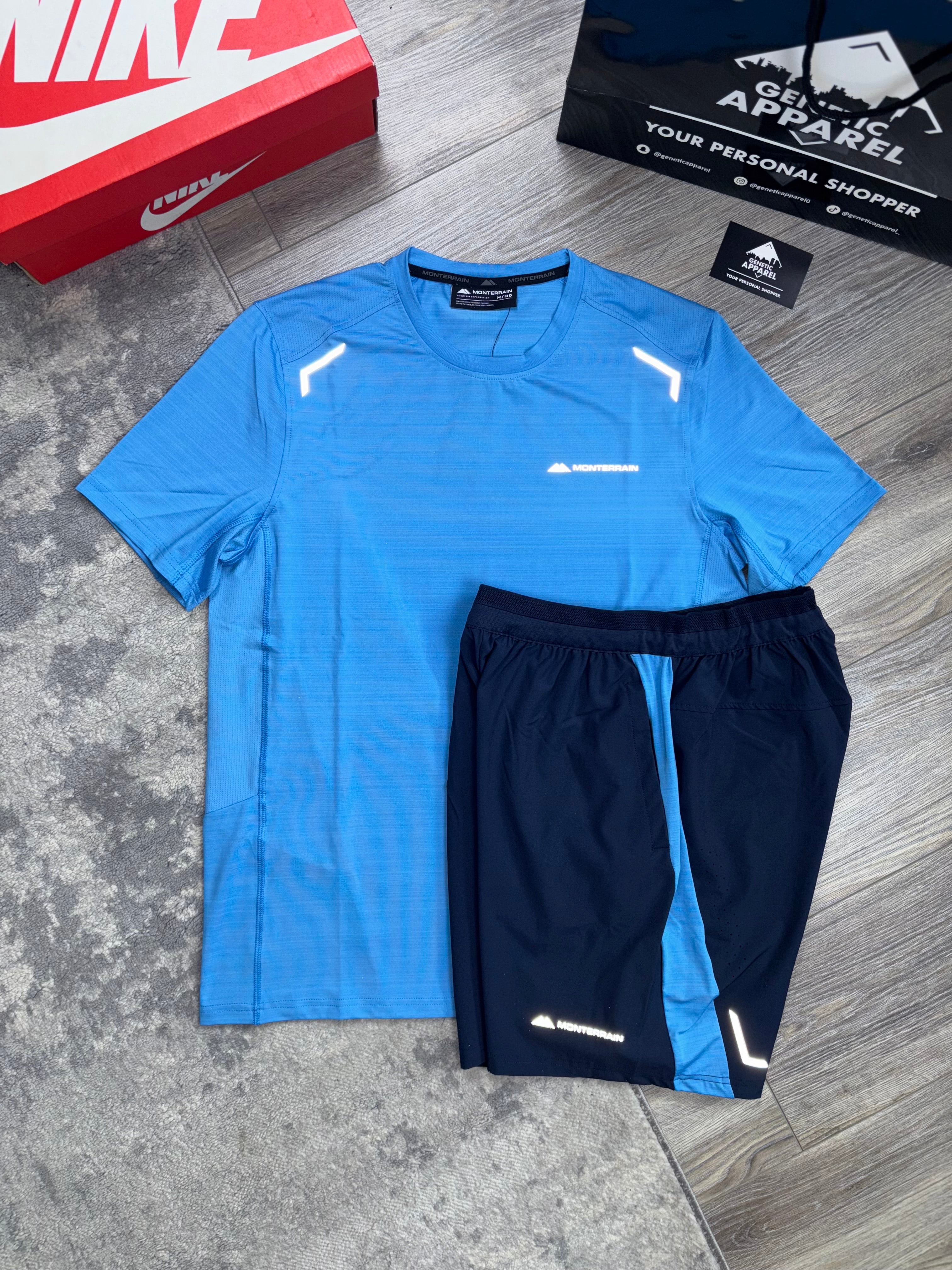 Monterrain Lyder T-Shirt / Short Set - ‘Navy/Blue’