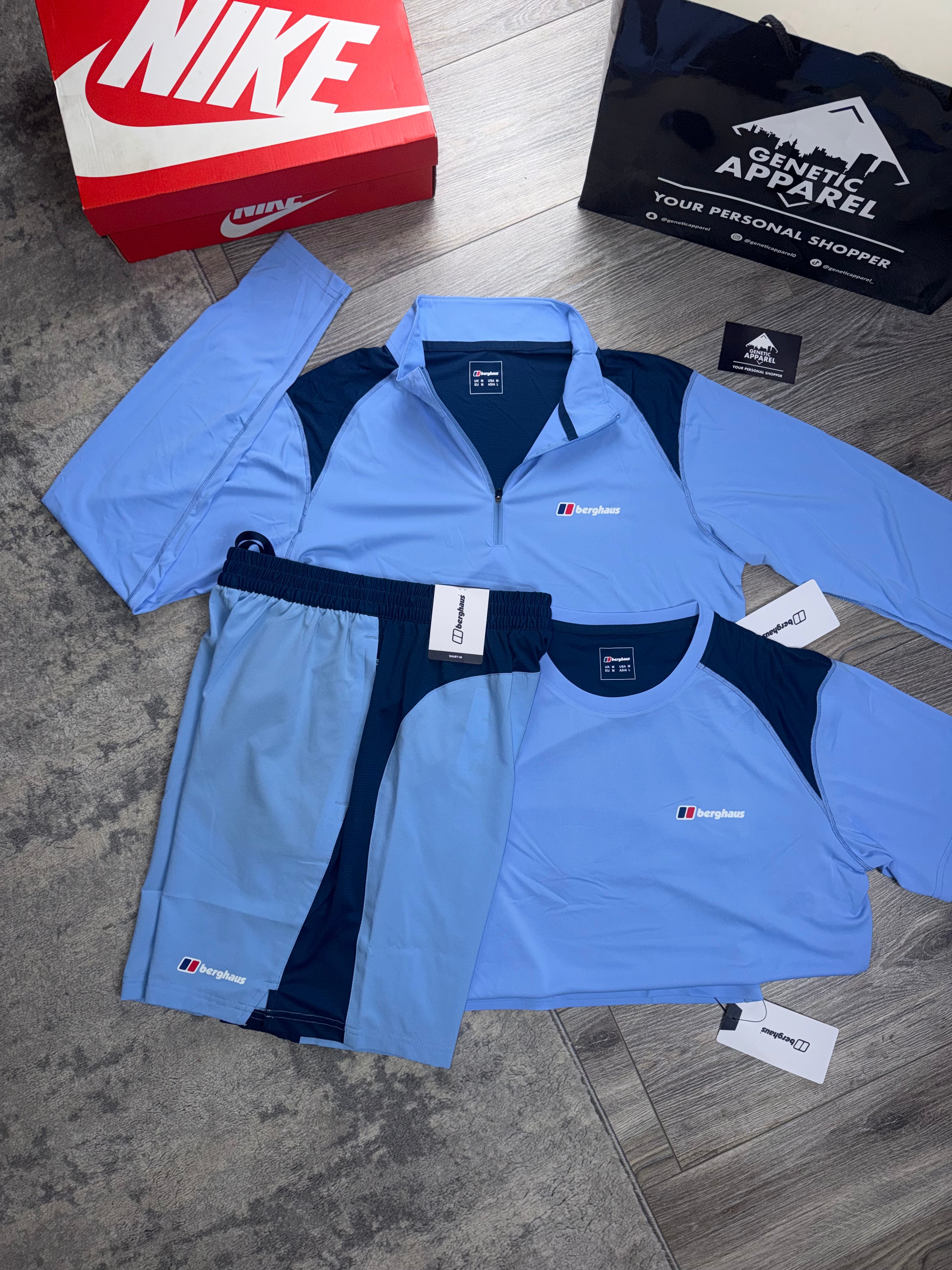 Berghaus 1/4 Zip Triset - ‘Baby Blue / Navy’