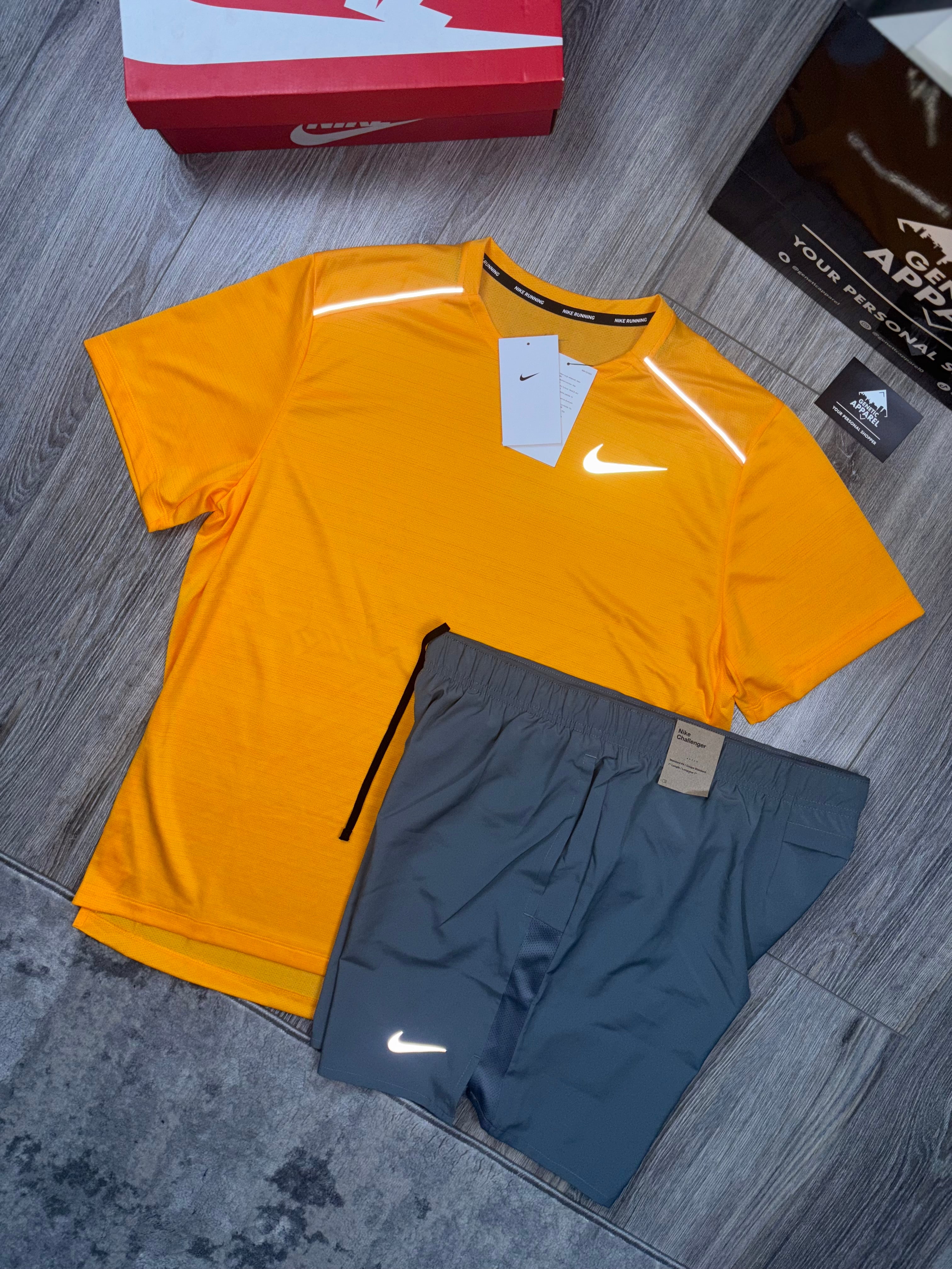 Nike Miler 1.0 T-Shirt / Short Set - ‘Orange/Grey’