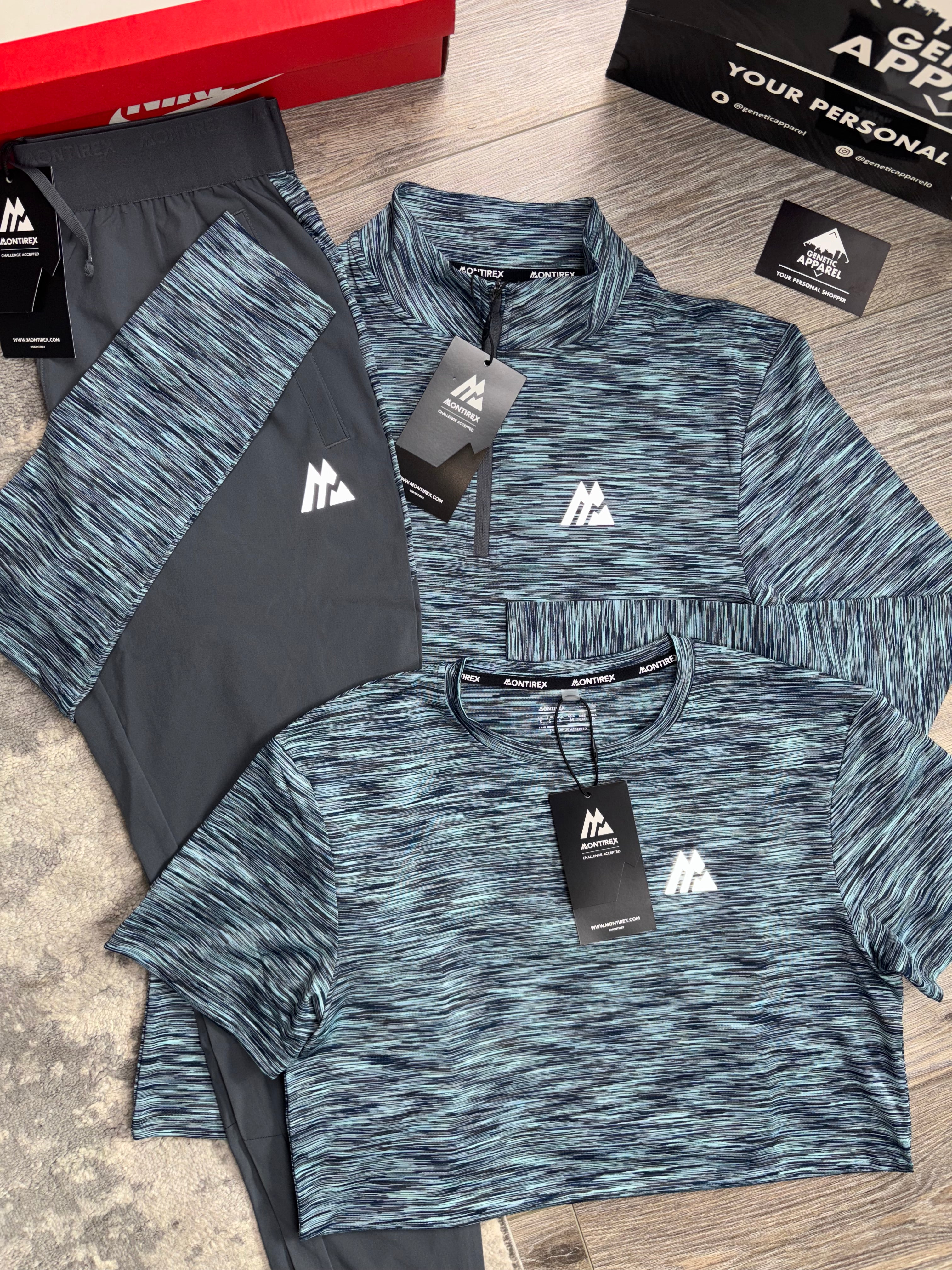 Montirex 1/4 Zip Triset Tracksuit - ‘Teal/Grey’