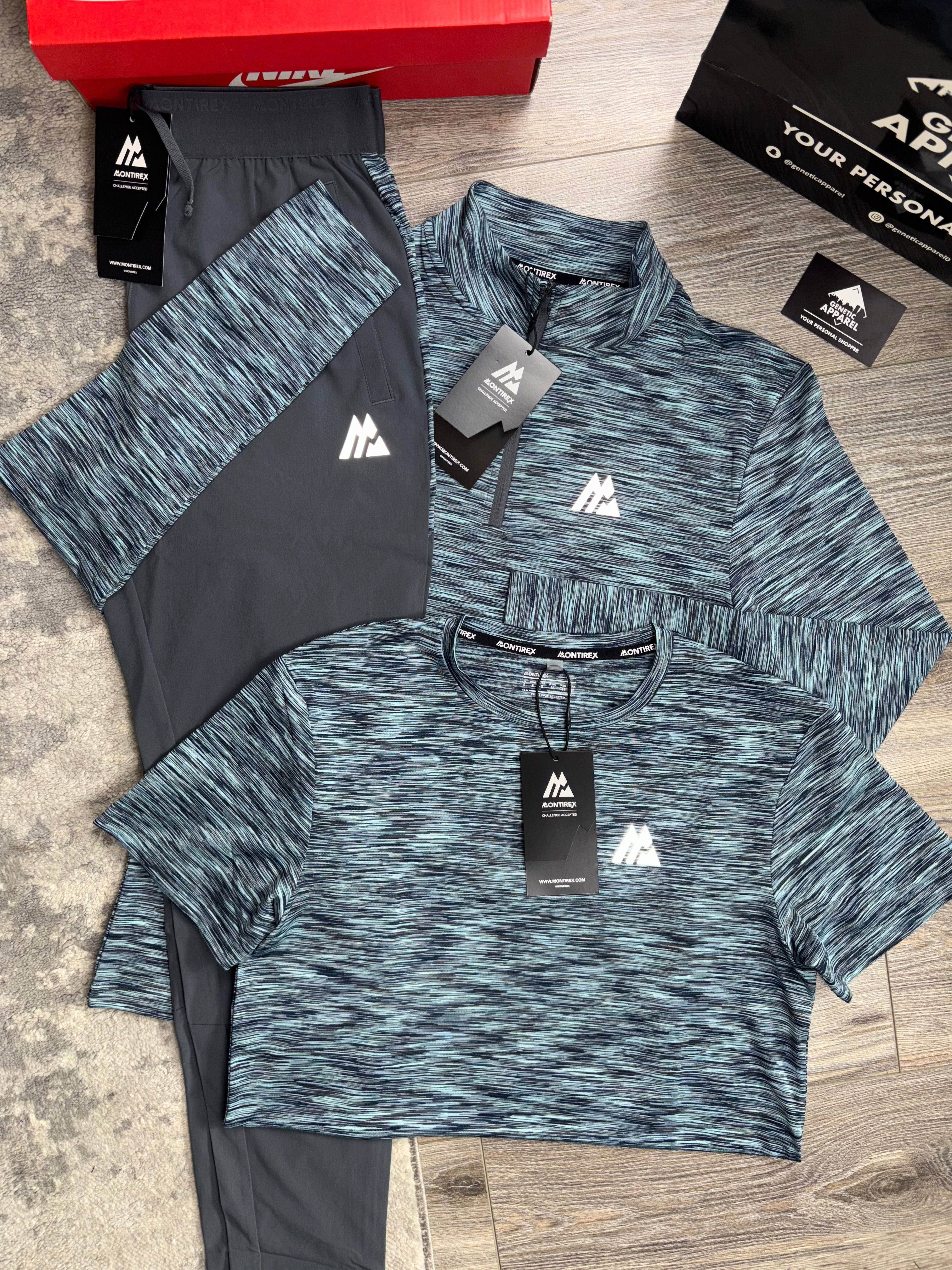 Montirex 1/4 Zip Triset Tracksuit - ‘Teal/Grey’