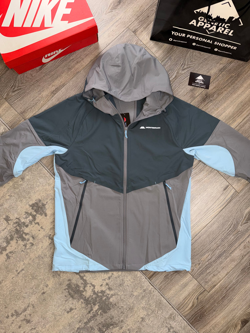Monterrain Woven Tracksuit - ‘Grey / Baby Blue’