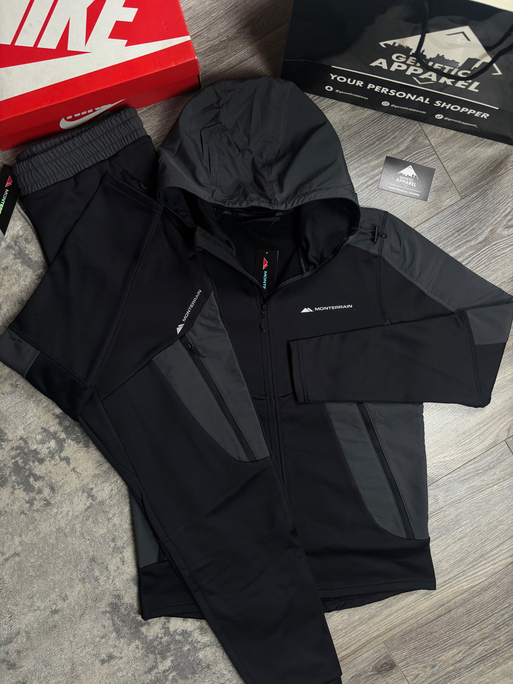 Monterrain Poly Tracksuit - ‘Black/Grey’