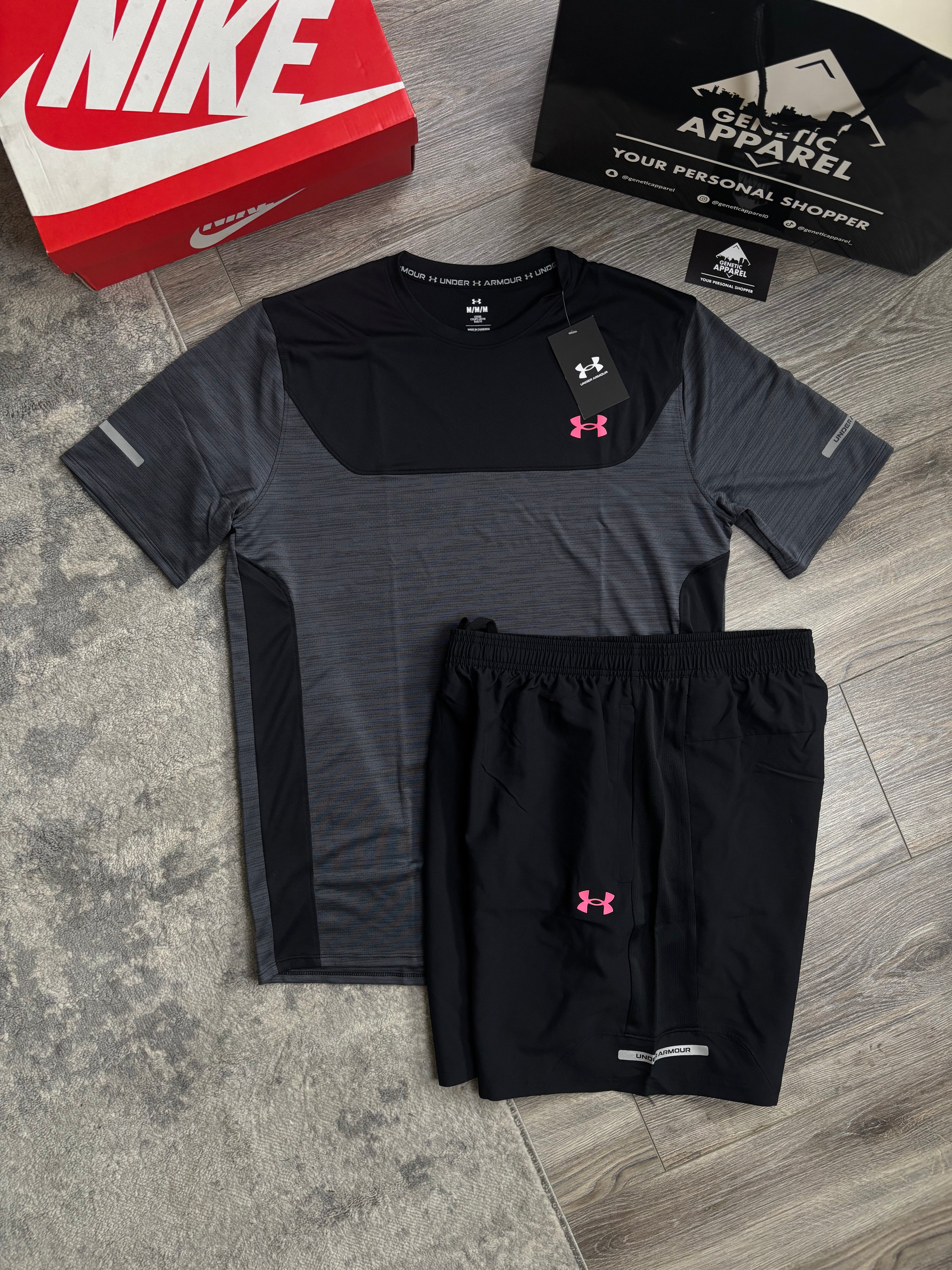 Under Armour Agility T-Shirt / Short Set - ‘Black/Pink’