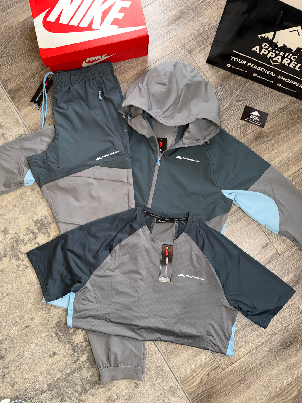 Monterrain Woven Triset Tracksuit - ‘Grey / Baby Blue’